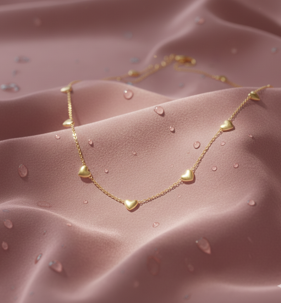 Collar Corazones Encadenados Baño Oro 18k - LorPier