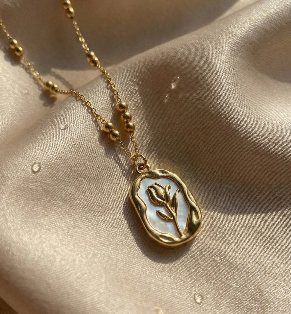 Collar Tulipán Nácar Baño Oro 18k - LorPier