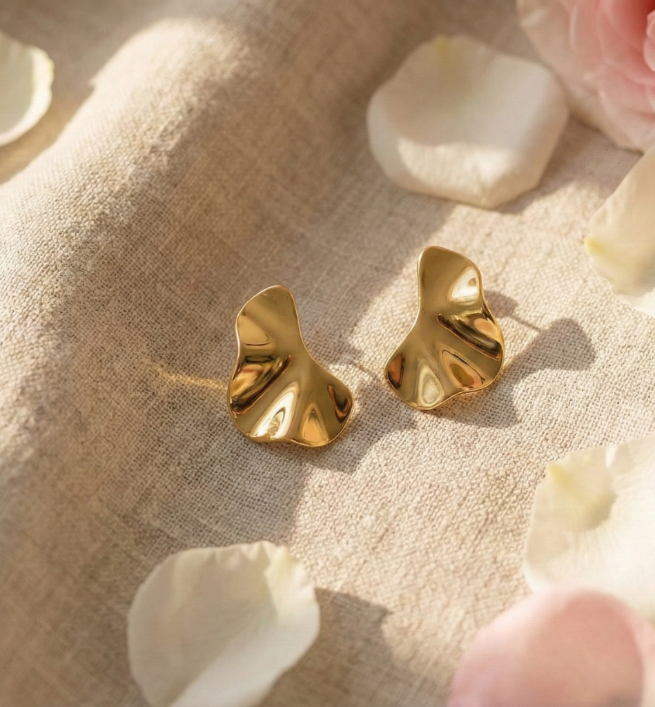 Aros Pétalo Baño Oro 18K - LorPier