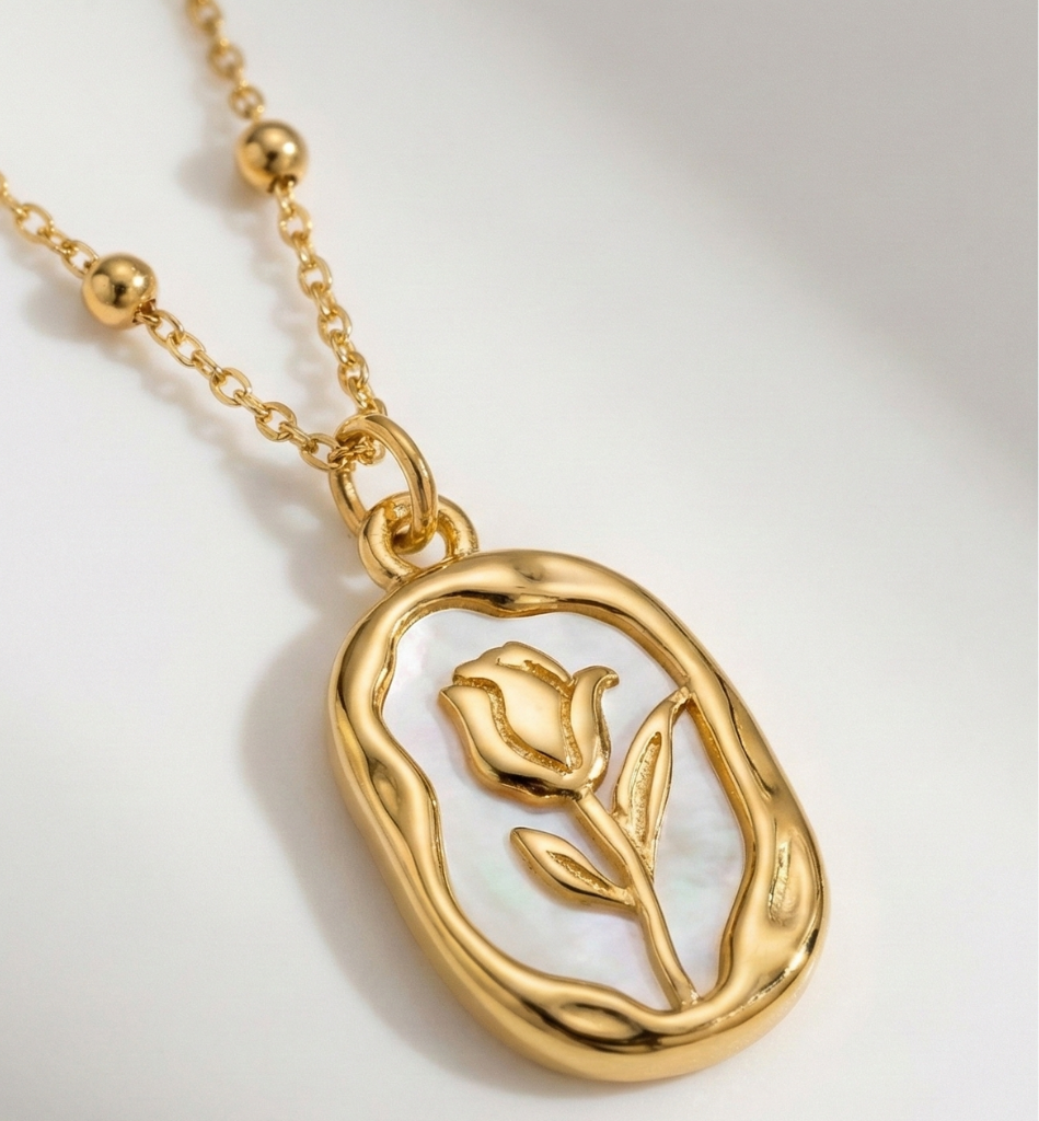 Collar Tulipán Nácar Baño Oro 18k - LorPier