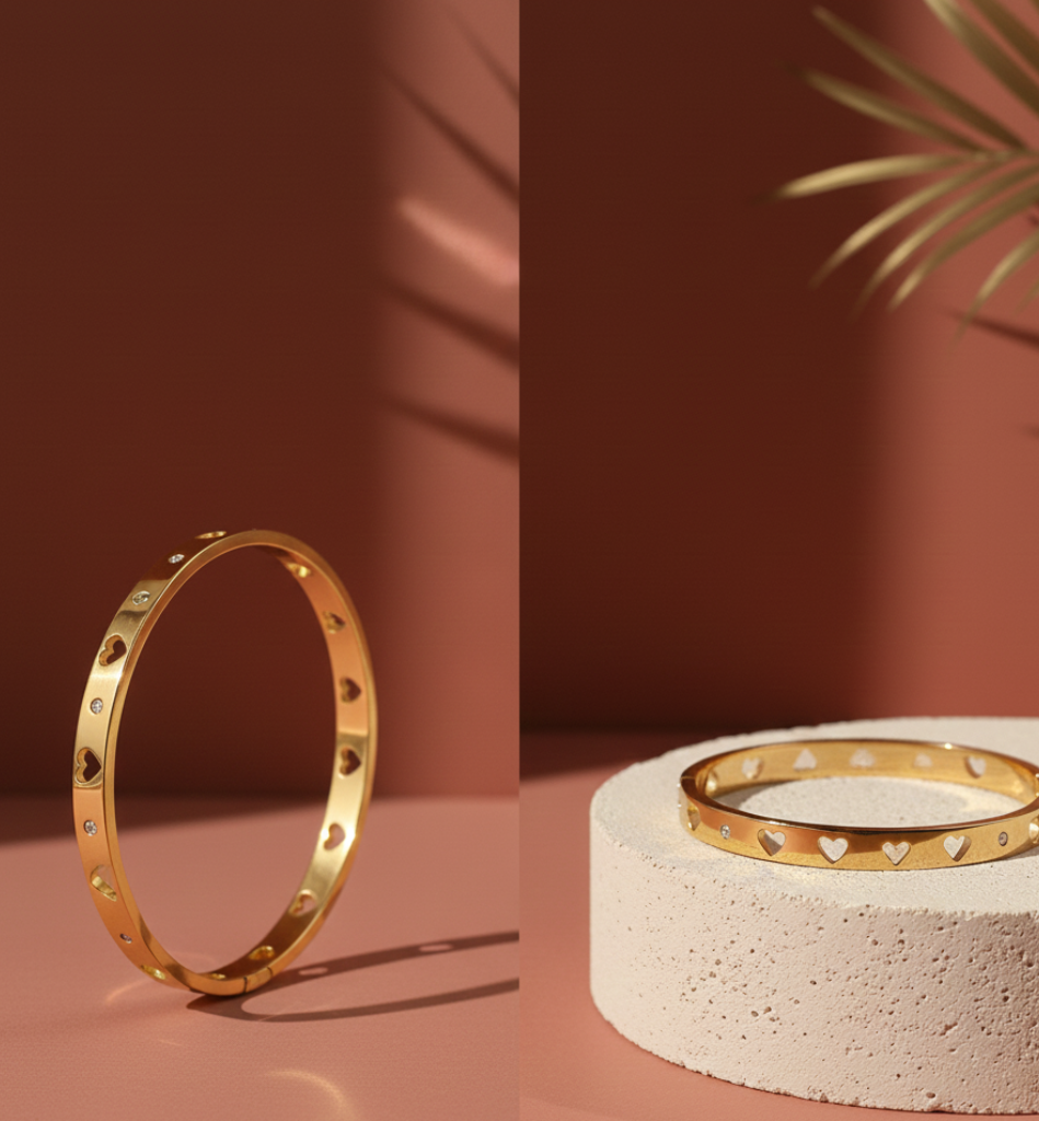 Pulsera Bangle Corazones Calados con Zirconias - LorPier