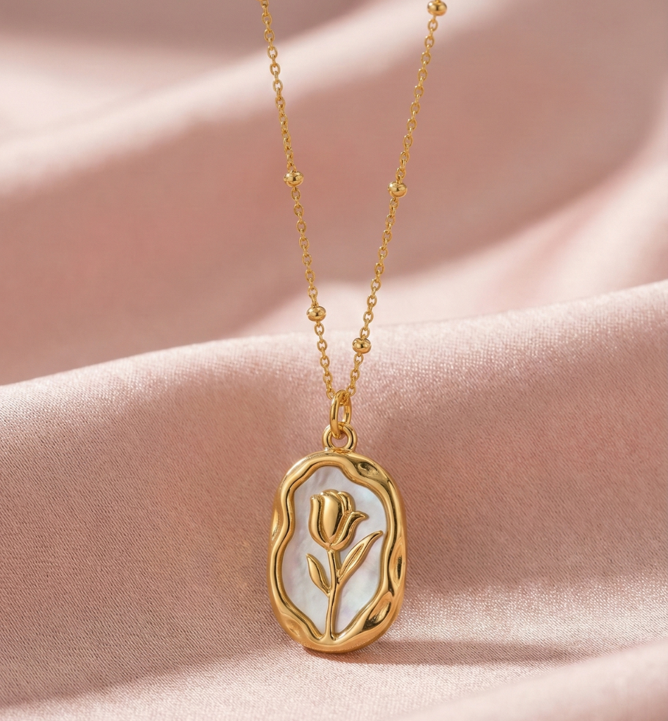 Collar Tulipán Nácar Baño Oro 18k - LorPier