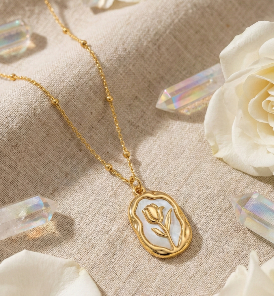 Collar Tulipán Nácar Baño Oro 18k - LorPier