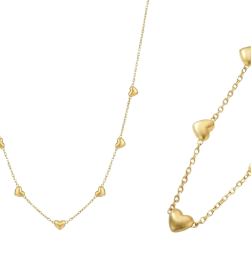 Collar Corazones Encadenados Baño Oro 18k - LorPier